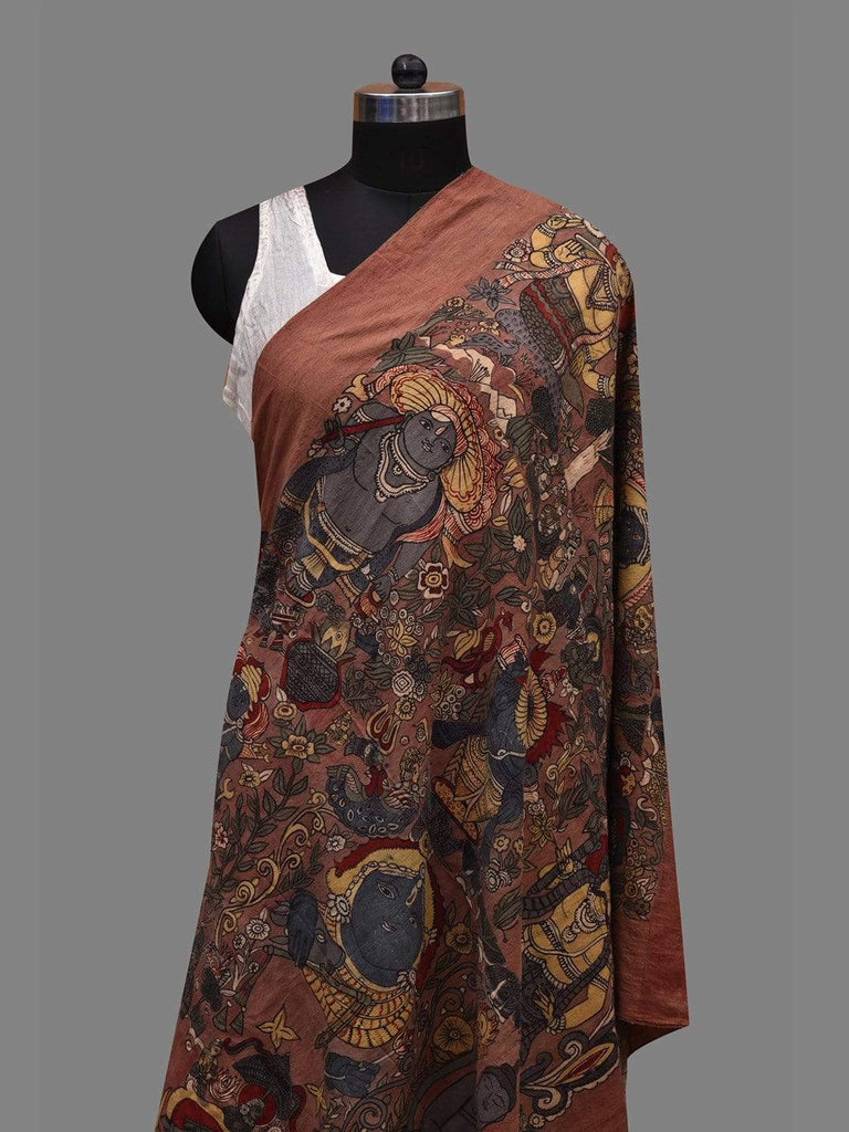 Rust Kalamkari Hand Painted Cotton Handloom Dupatta with Dashavatar Design ds2600