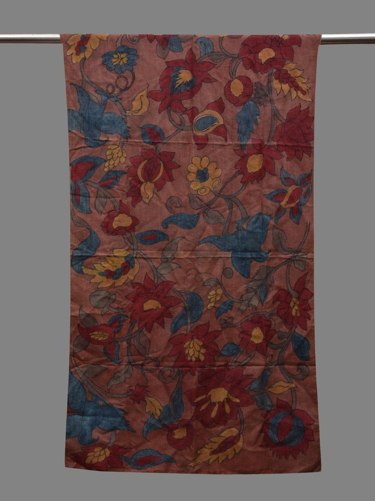 Rust Kalamkari Hand Painted Cotton Silk Handloom Stole with Floral Design ds2627
