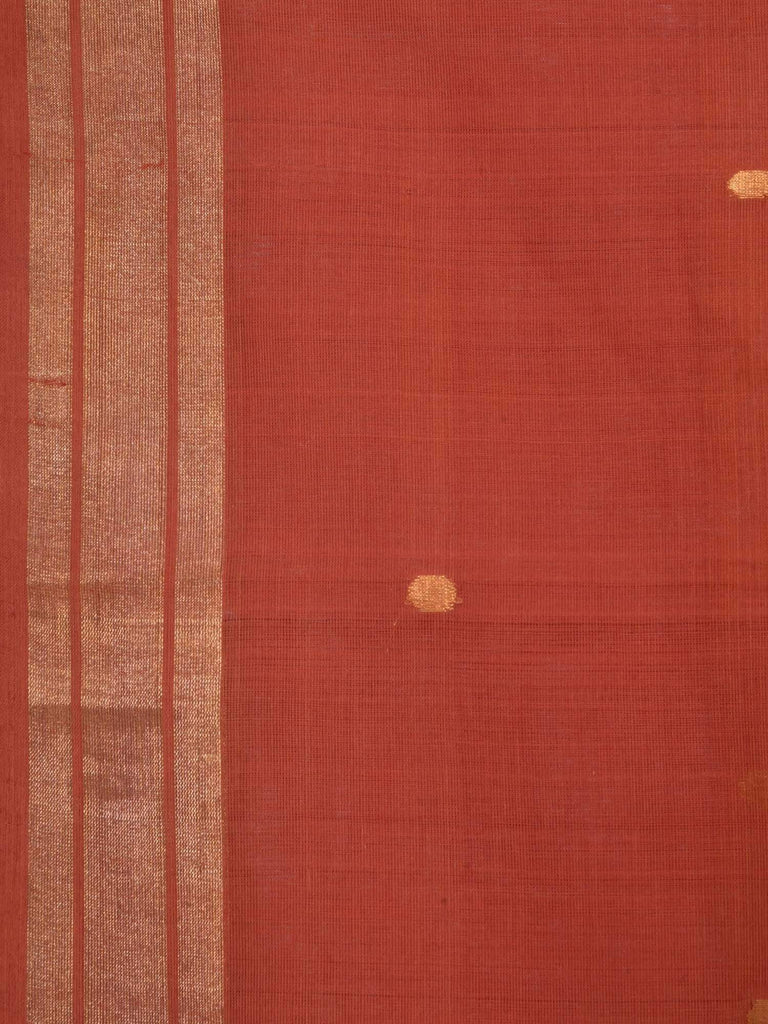 Rust Khadi Cotton Handloom Saree with Pallu Design kh0314