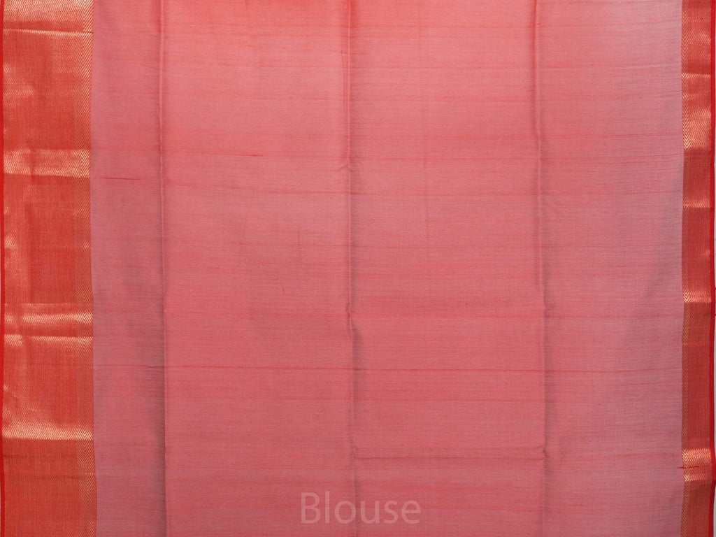 Rust Maheshwari Cotton Silk Handloom Plain Saree with Zari Border Design M0065