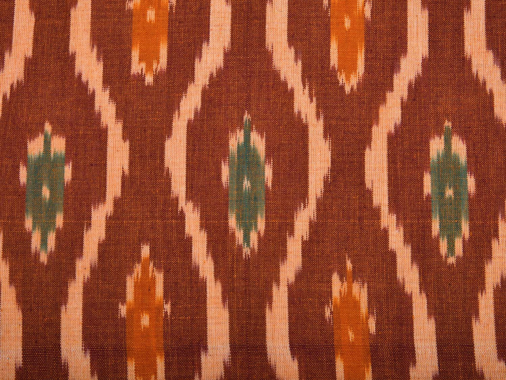 Rust Pochampally Ikat Cotton Handloom Bedsheet with Buta Design 90 x 108 Inches bd0056