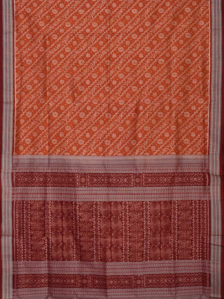 Rust Pochampally Ikat Silk Handloom Saree with Diagonal Design i0429