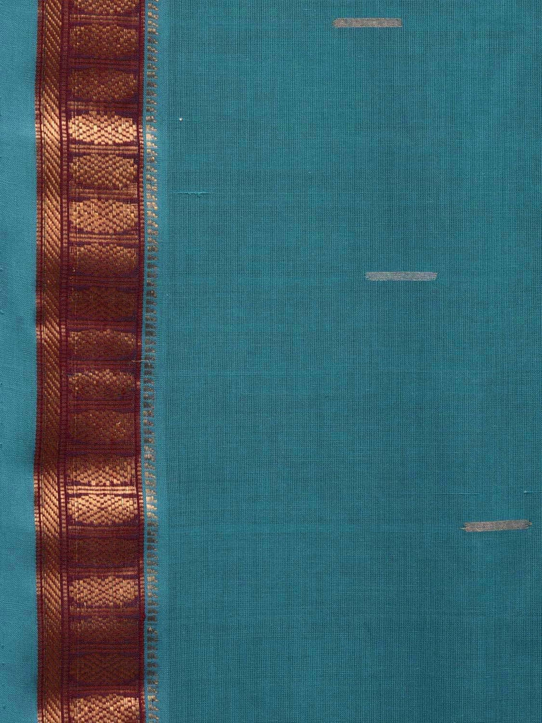 Sea Blue Khadi Cotton Handloom Saree with Doby Border Design kh0593