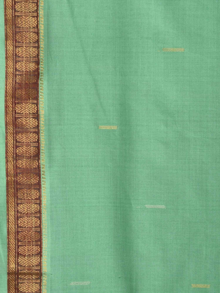 Sea Green Khadi Cotton Handloom Saree with Doby Border and Zari Strips Pallu Design kh0427