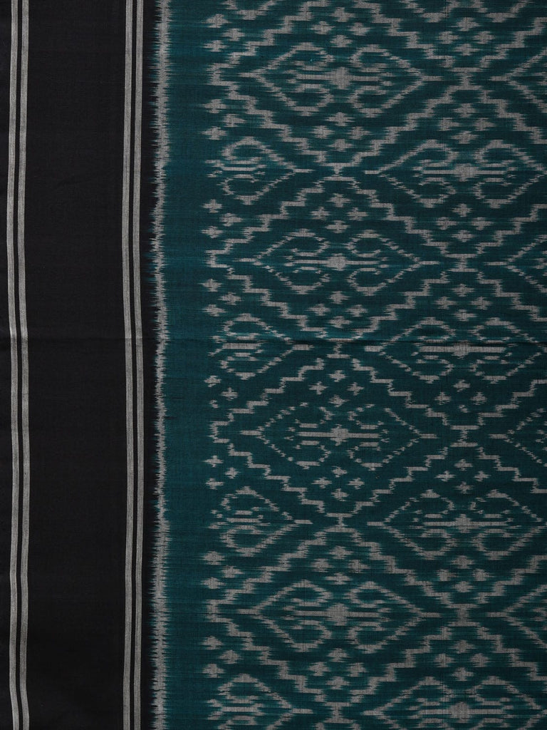 Teal and Black Pochampally Ikat Cotton Handloom Saree with Grill Design i0692