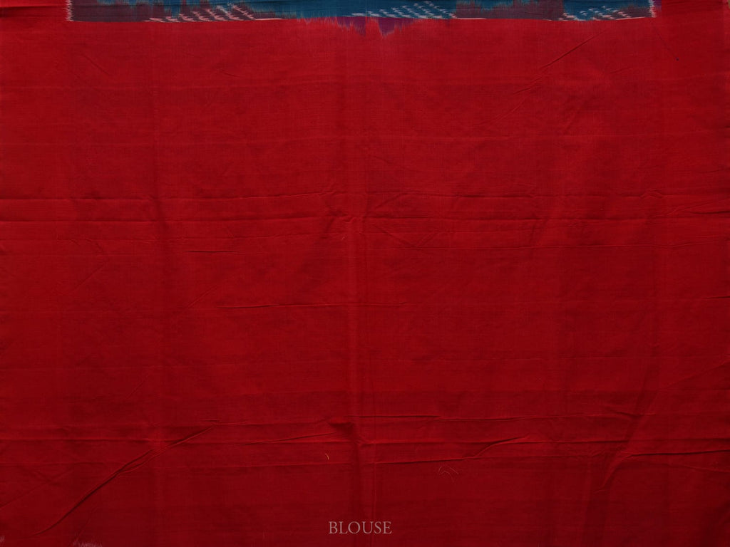 Teal and Red Pochampally Ikat Cotton Handloom Saree with All Over Design i0723
