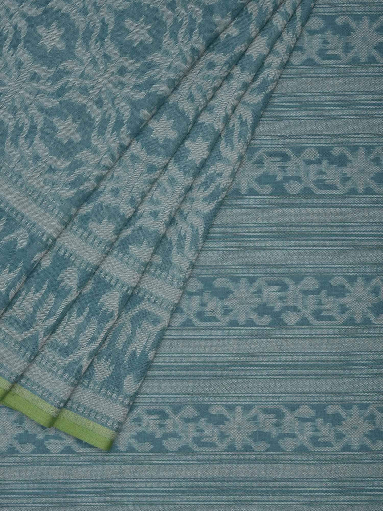Teal Banaras Cotton Handloom Saree with All Over Grill Design b0273