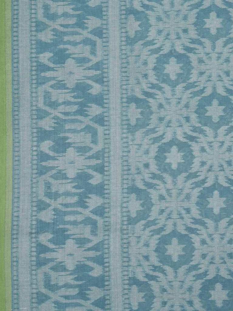 Teal Banaras Cotton Handloom Saree with All Over Grill Design b0273