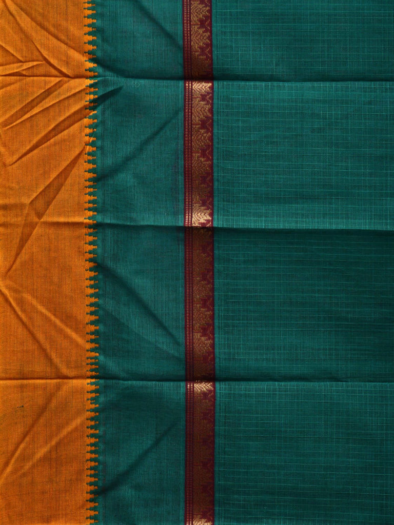 Teal Narayanpet Cotton Handloom Saree with Checks Design No Blouse np0588