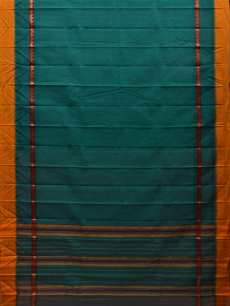 Teal Narayanpet Cotton Handloom Saree with Checks Design No Blouse np0588