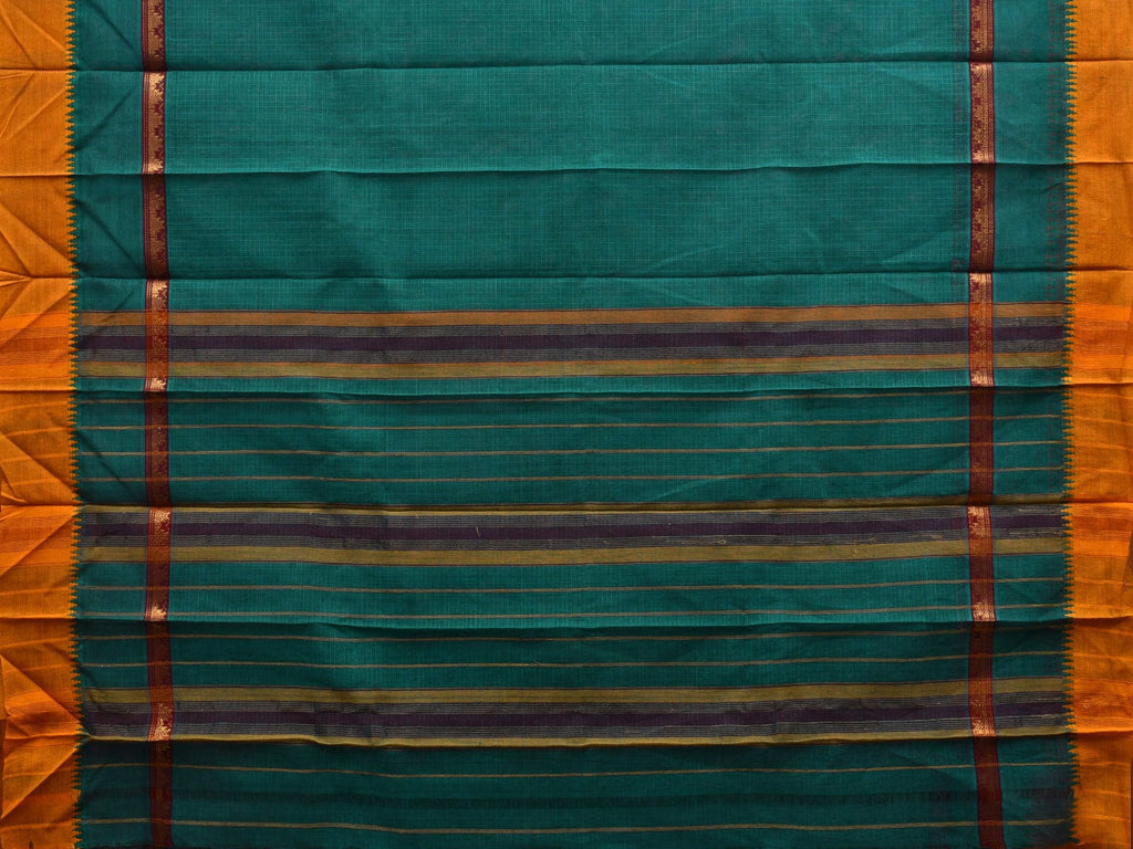 Teal Narayanpet Cotton Handloom Saree with Checks Design No Blouse np0588
