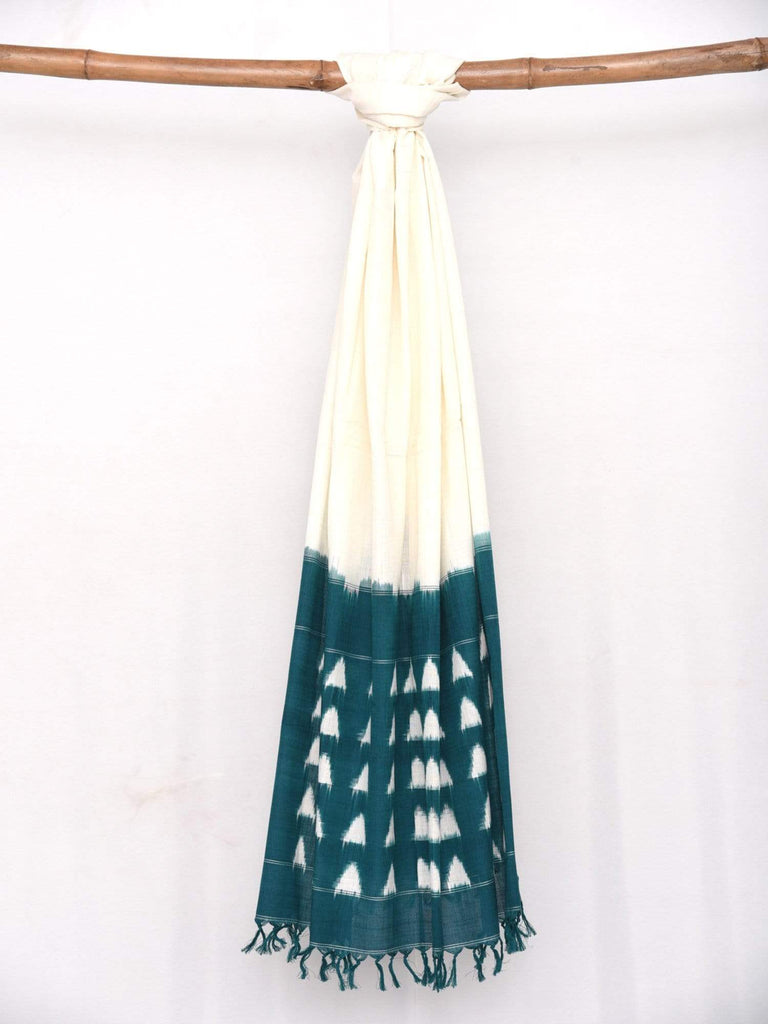 Teal Pochampally Ikat Cotton Handloom Dupatta with Triangles Design ds1410