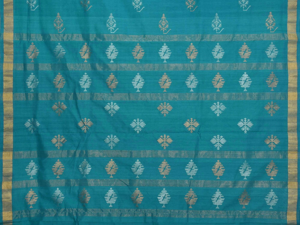 Teal Uppada Cotton Handloom Saree with Assorted Buta Pallu Design U1534