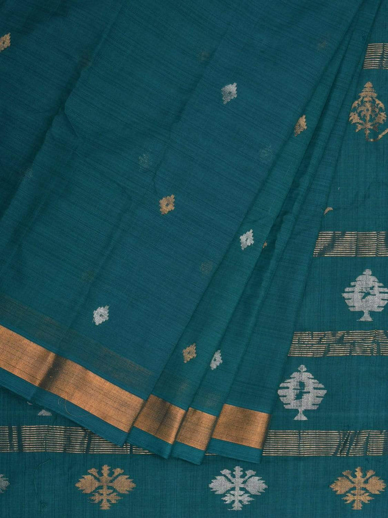 Teal Uppada Cotton Handloom Saree with Assorted Buta Pallu Design u1816