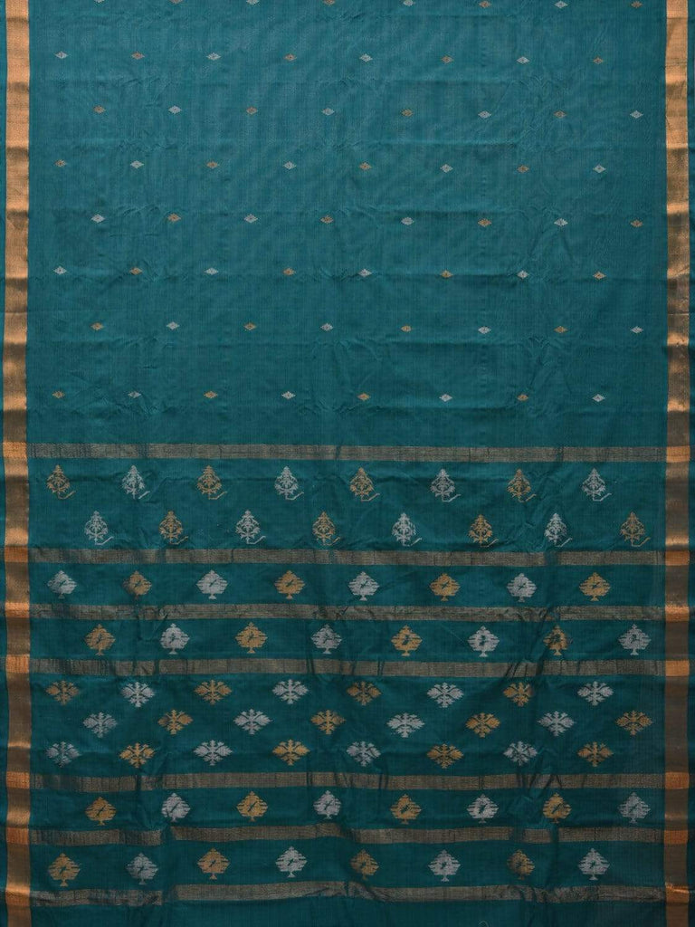Teal Uppada Cotton Handloom Saree with Assorted Buta Pallu Design u1816