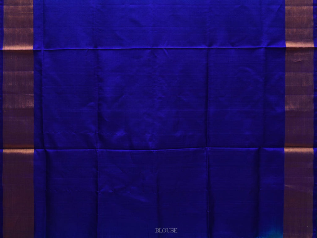 Turquoise and Blue Uppada Silk Handloom Plain Saree with Contrast Pallu Design u1856