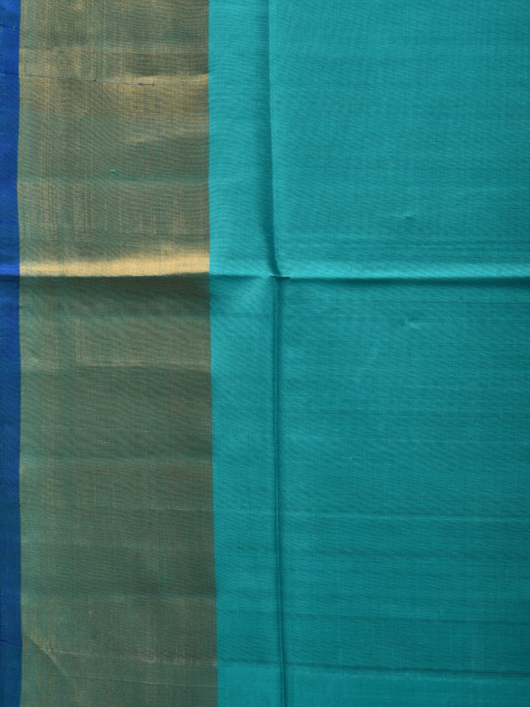 Turquoise and Blue Uppada Silk Handloom Plain Saree with Contrast Pallu Design u1856