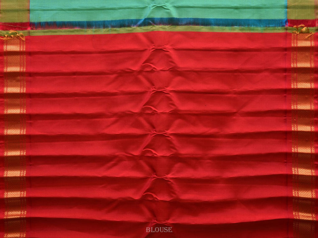 Turquoise and Pink Gadwal Silk Handloom Saree with Flowers Pallu and Temple Border Design g0314