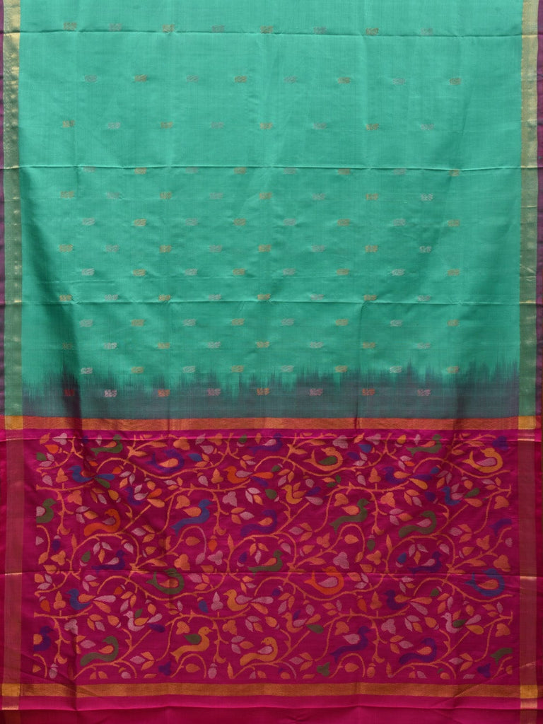 Turquoise and Pink Uppada Silk Handloom Saree with Buta and Pallu Design u1875