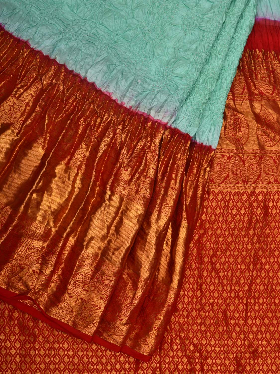 Yellow Silk Bandhani Meenakari Saree – Elegantt Drapes