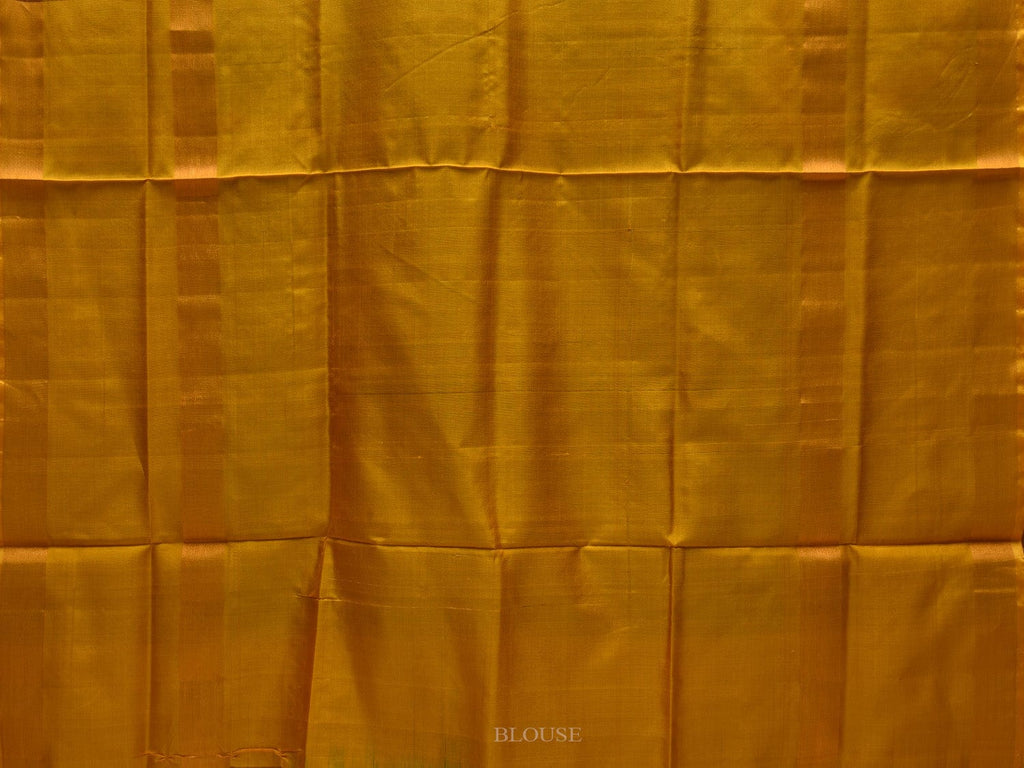 Turquoise and Yellow Uppada Silk Handloom Saree with Checks and Buta Design u1850
