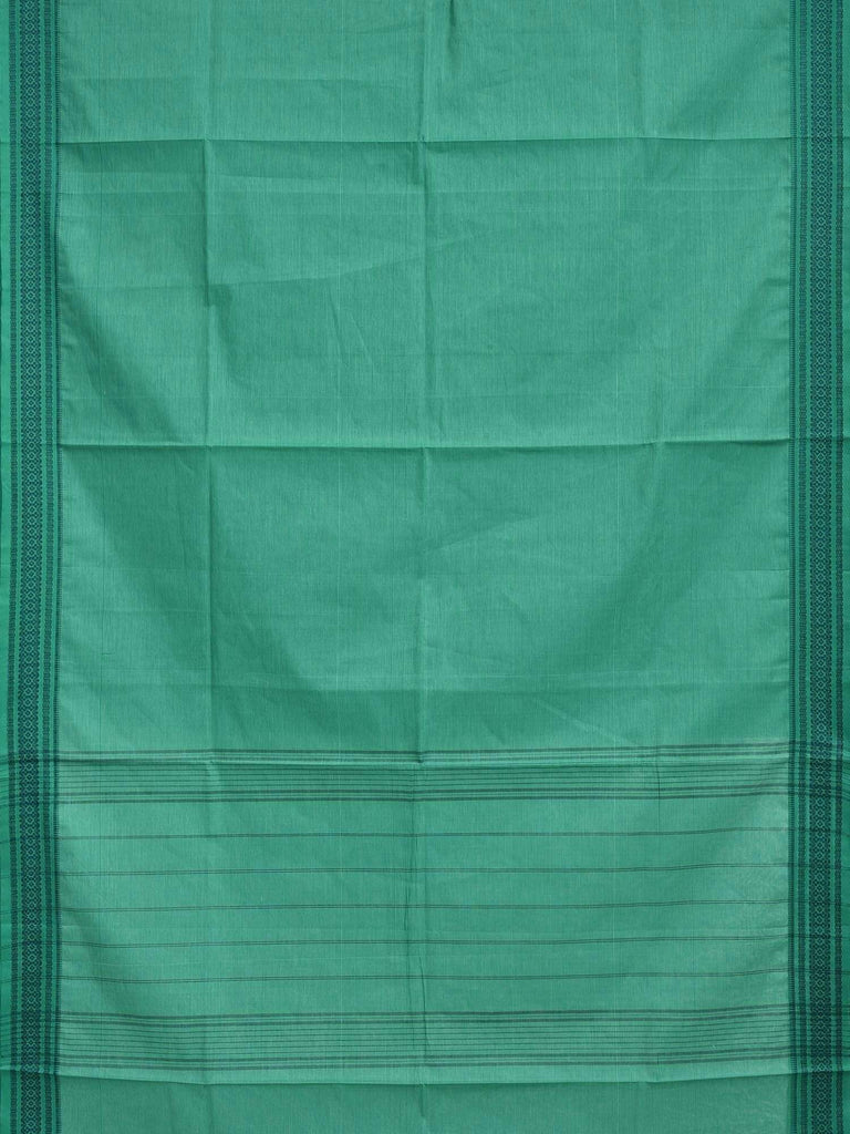 Turquoise Cotton Handloom Saree with Strips and Dobby Border Design o0236