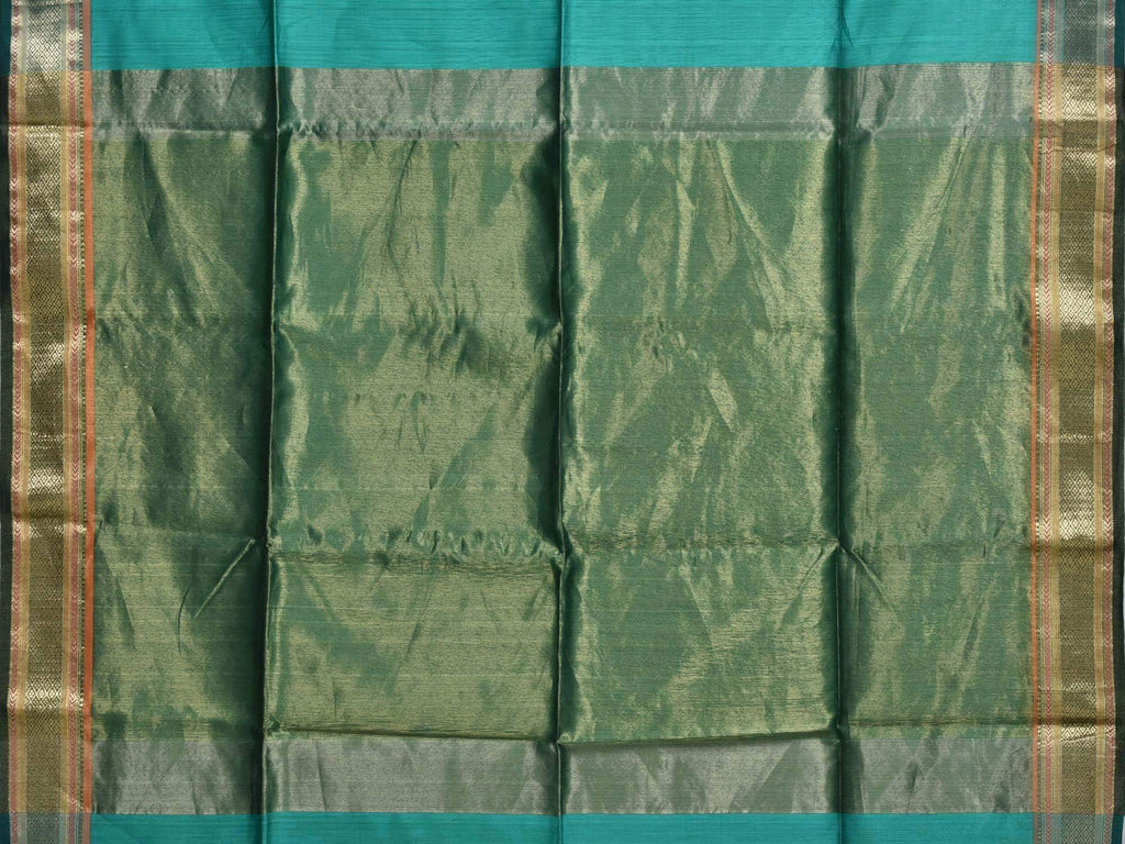Turquoise Maheshwari Cotton Silk Handloom Saree with Border Design M0050