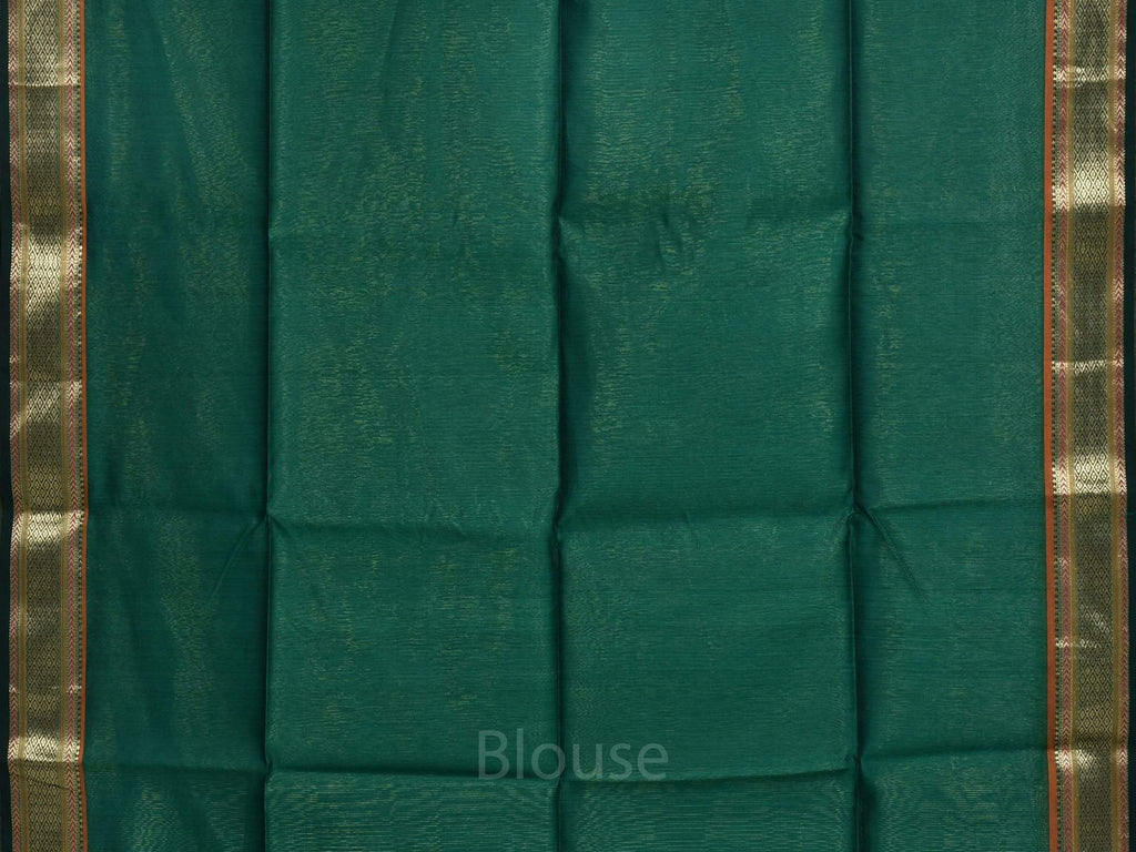 Turquoise Maheshwari Cotton Silk Handloom Saree with Border Design M0050