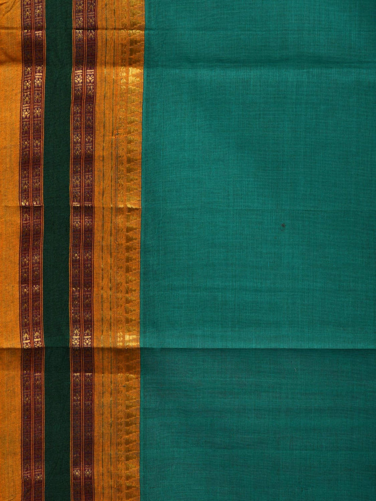 Turquoise Narayanpet Cotton Handloom Plain Saree with Traditional Border Design No Blouse np0611