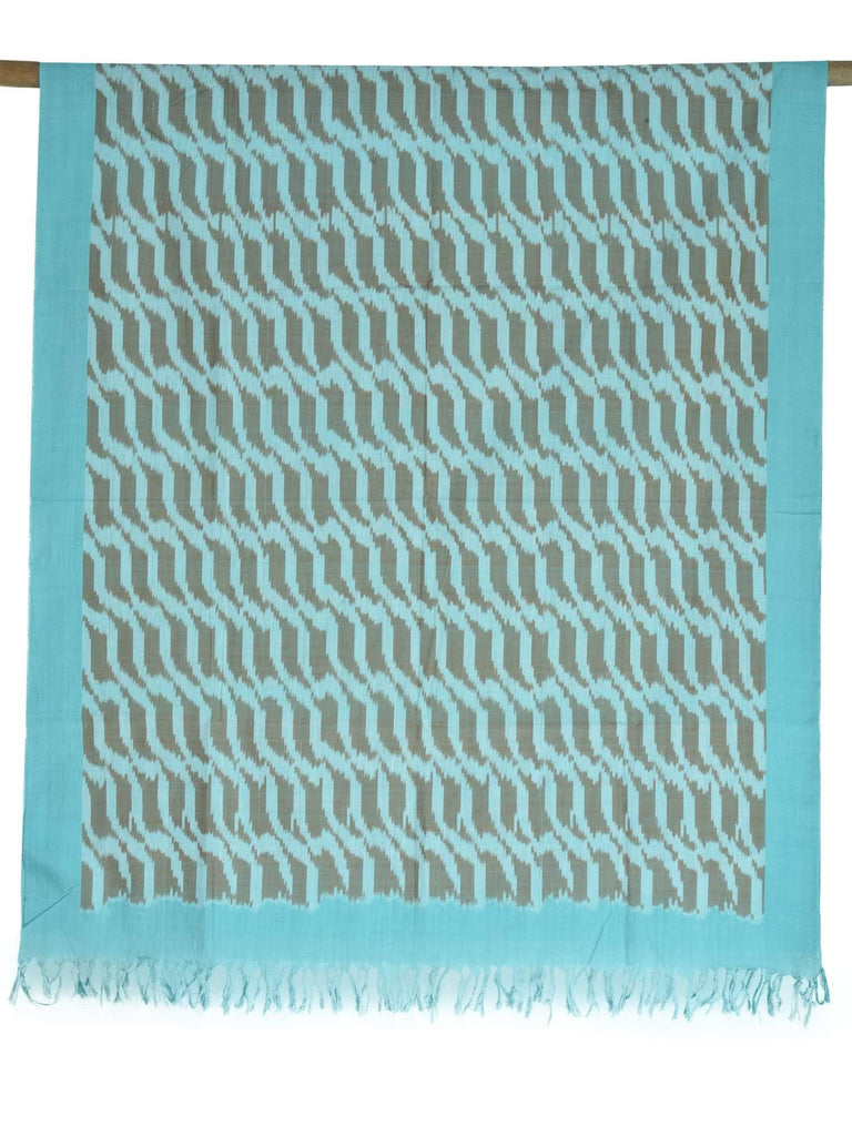Turquoise Pochampally Ikat Cotton Handloom Dupatta with Diagonal Design ds1619