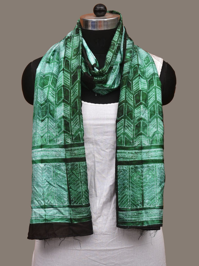 Turquoise Shibori Silk Handloom Stole with Arrow Design ds3099