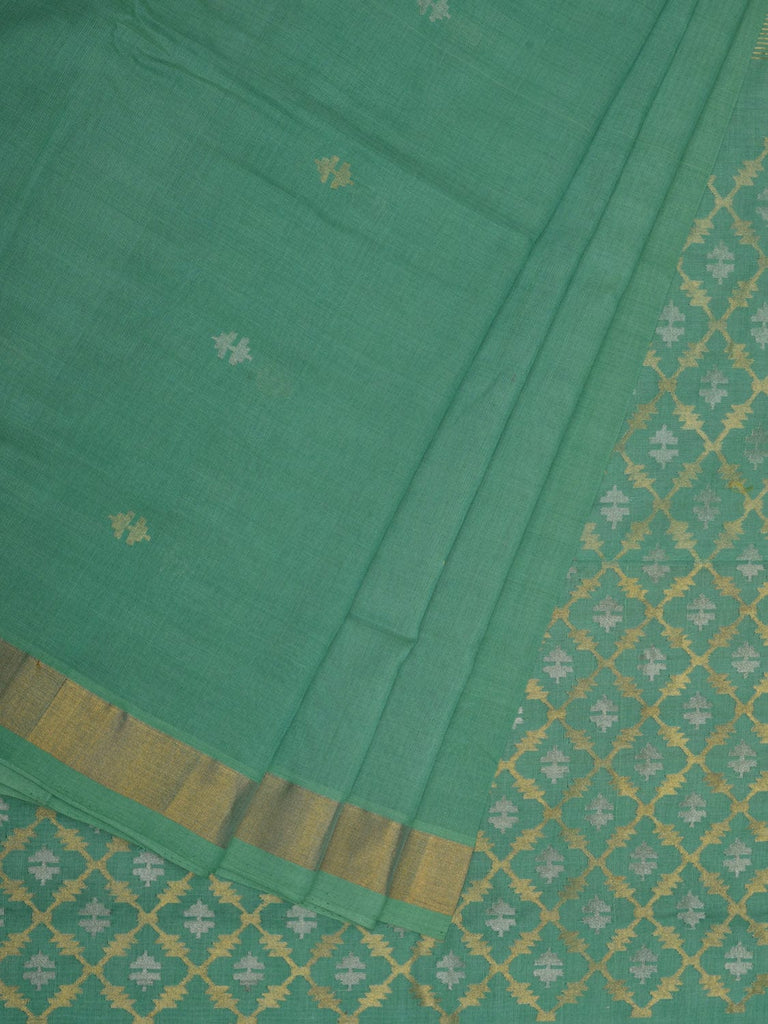 Turquoise Uppada Cotton Handloom Saree with Jamdani Pallu Design u1932