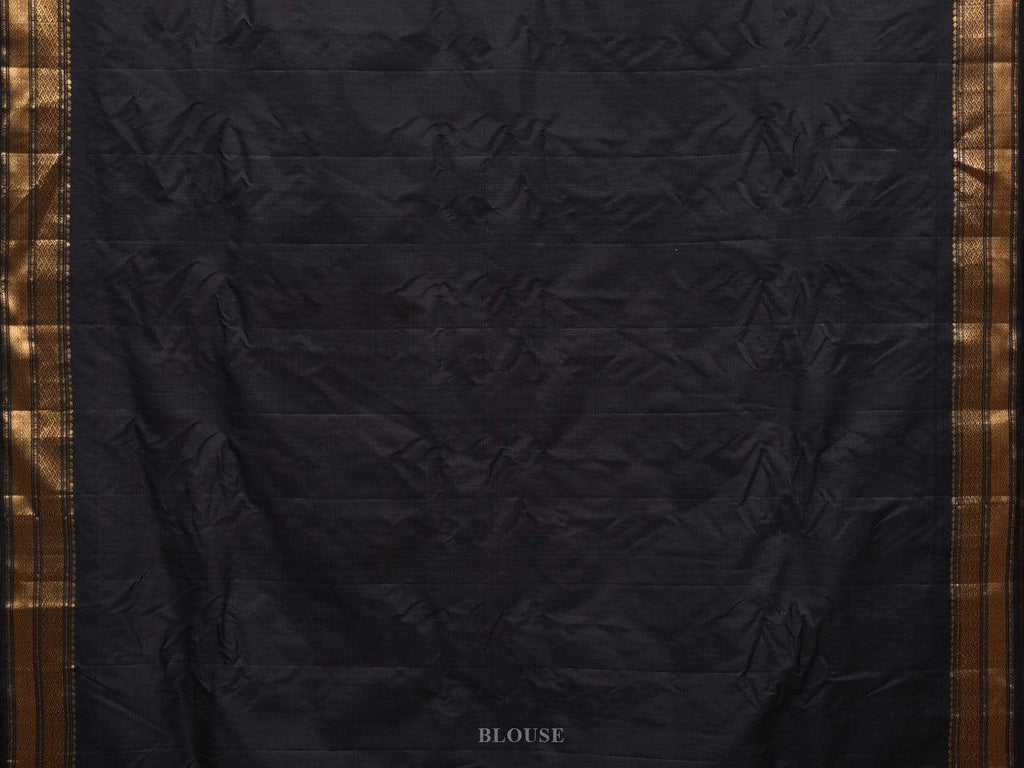 White and Black Gadwal Silk Handloom Saree with Mango Pallu Design g0272