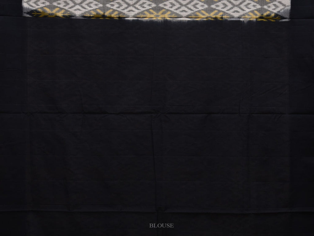 White and Black Pochampally Ikat Cotton Handloom Saree with Grill Design i0654