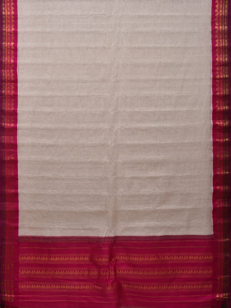 White and Pink Gadwal Cotton Handloom Saree with Checks Design No Blouse g0321