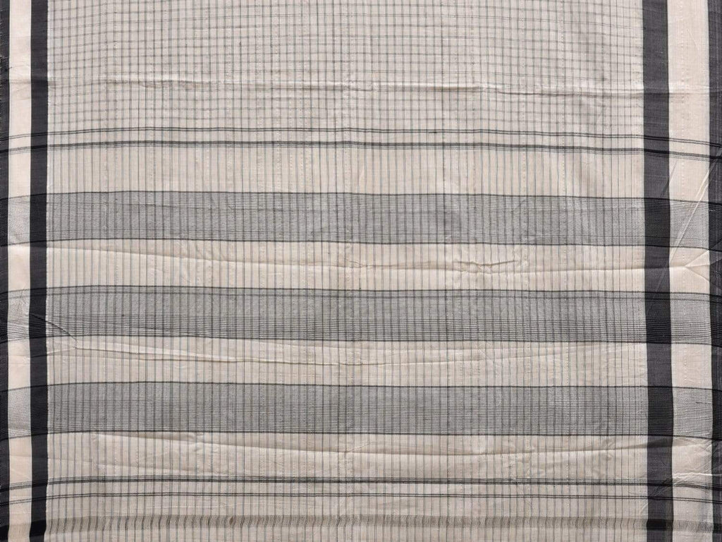 White Cotton Handloom Saree with Checks Design o0294
