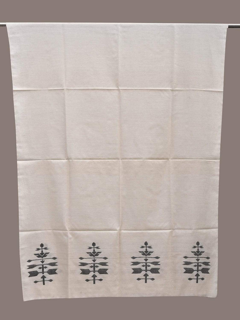 White Khadi Cotton Handloom Dupatta with Dhakai Design ds2483