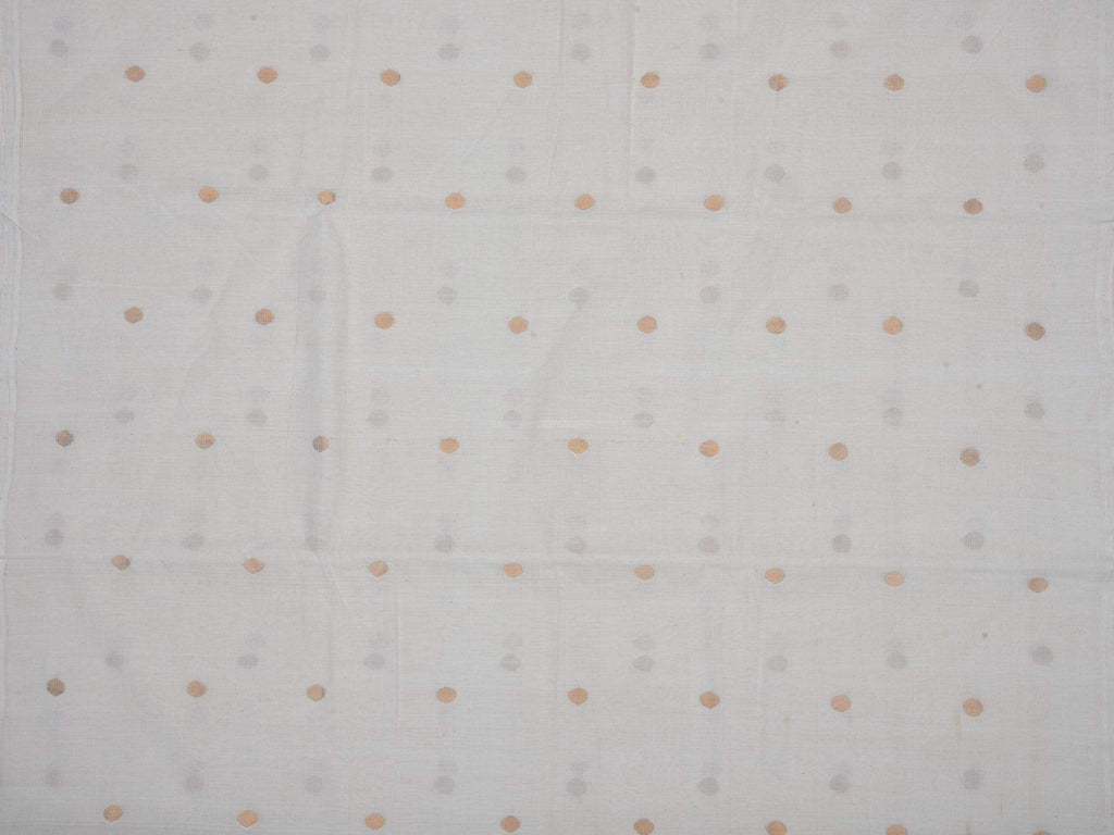 White Khadi Cotton Handloom Fabric With Zari Buta Design F0081
