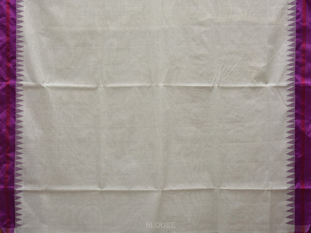White Khadi Cotton Handloom Plain Saree with Temple Border Design kh0557