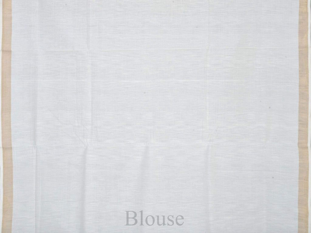 White Khadi Cotton Handloom Saree with Pallu Design kh0323
