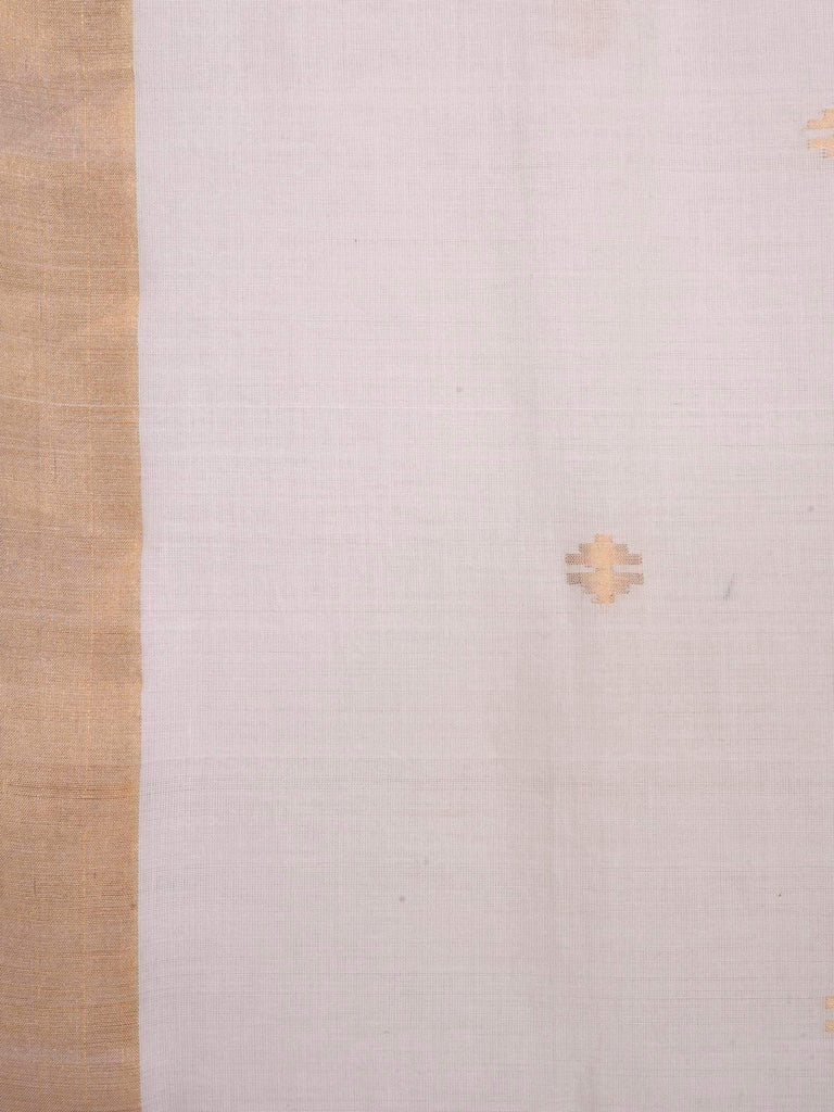 White Khadi Cotton Handloom Saree with Pallu Work Design kh0280