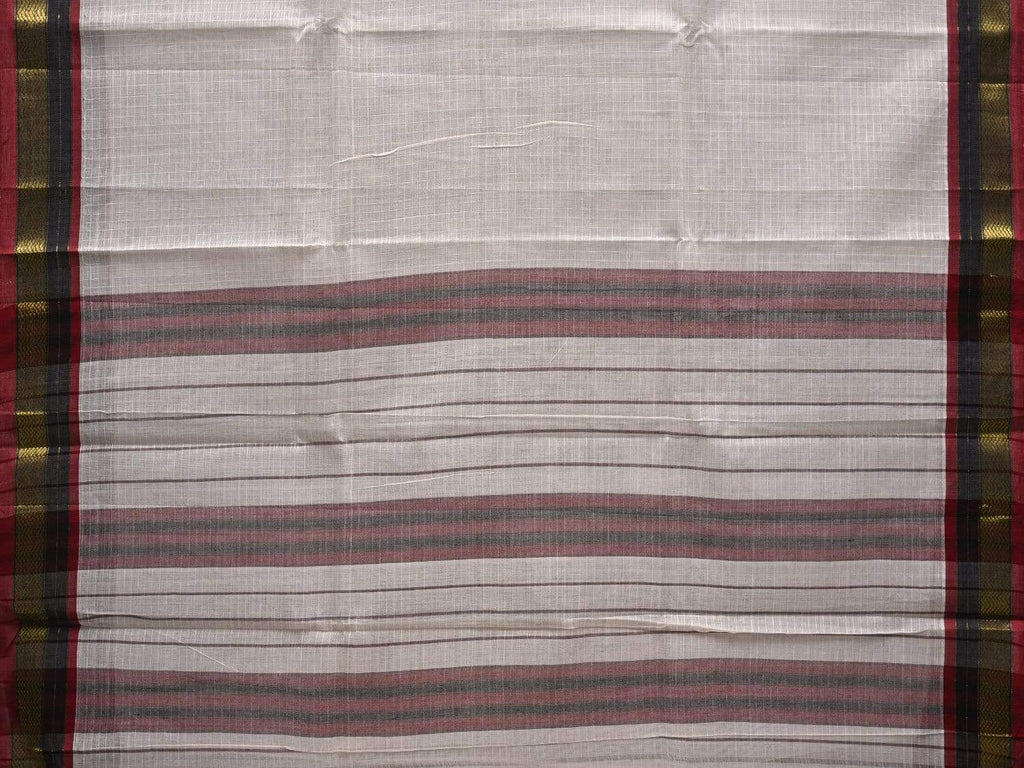 White Narayanpet Cotton Handloom Saree with Checks Design No Blouse np0471