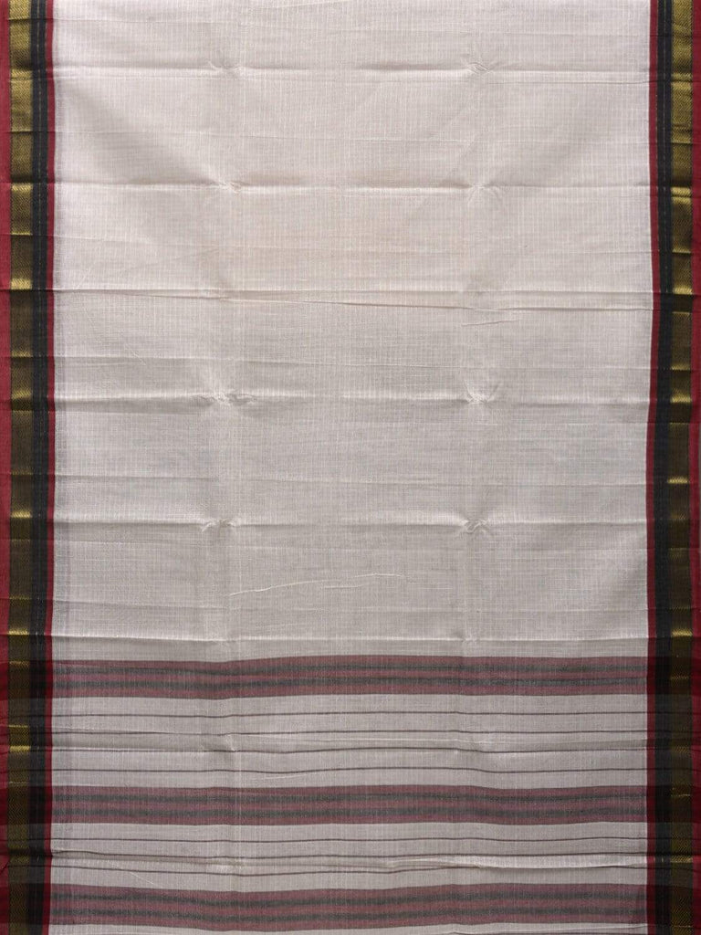 White Narayanpet Cotton Handloom Saree with Checks Design No Blouse np0471