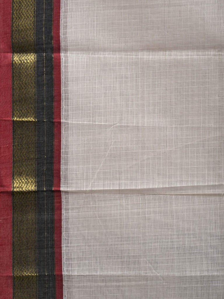 White Narayanpet Cotton Handloom Saree with Checks Design No Blouse np0471