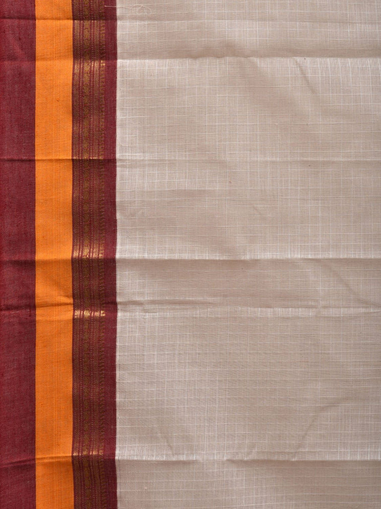 White Narayanpet Cotton Handloom Saree with Checks Design No Blouse np0544