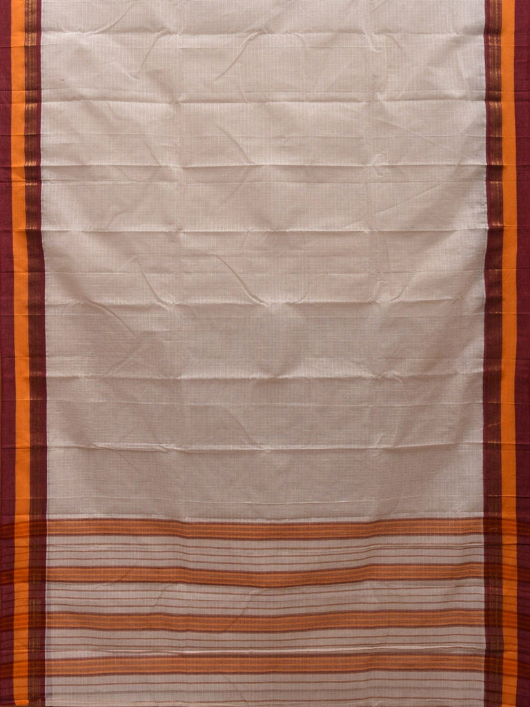 White Narayanpet Cotton Handloom Saree with Checks Design No Blouse np0544