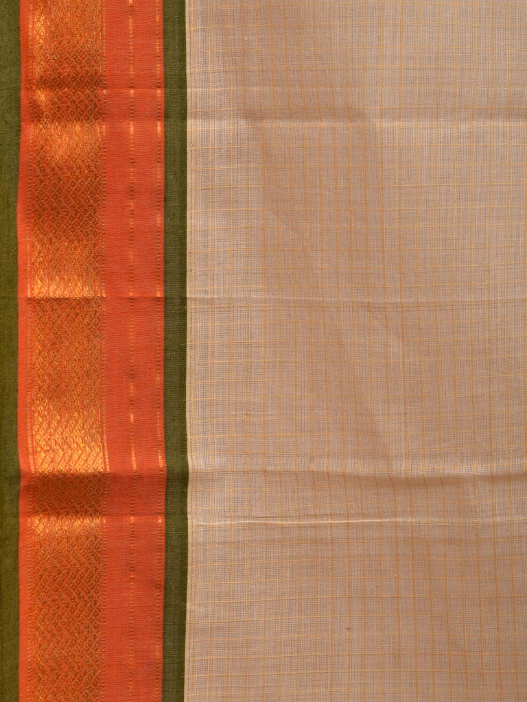 White Narayanpet Cotton Handloom Saree with Checks Design No Blouse np0636