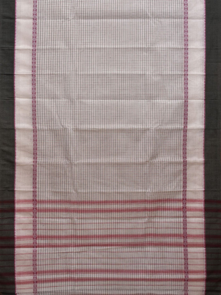 White Narayanpet Cotton Handloom Saree with Checks Design No Blouse np0638
