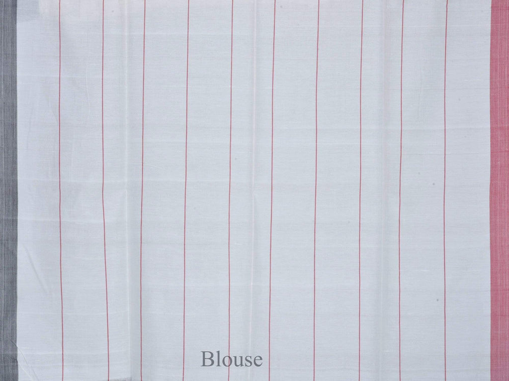 White Organic Cotton Handloom Saree with Bricks Design o0206