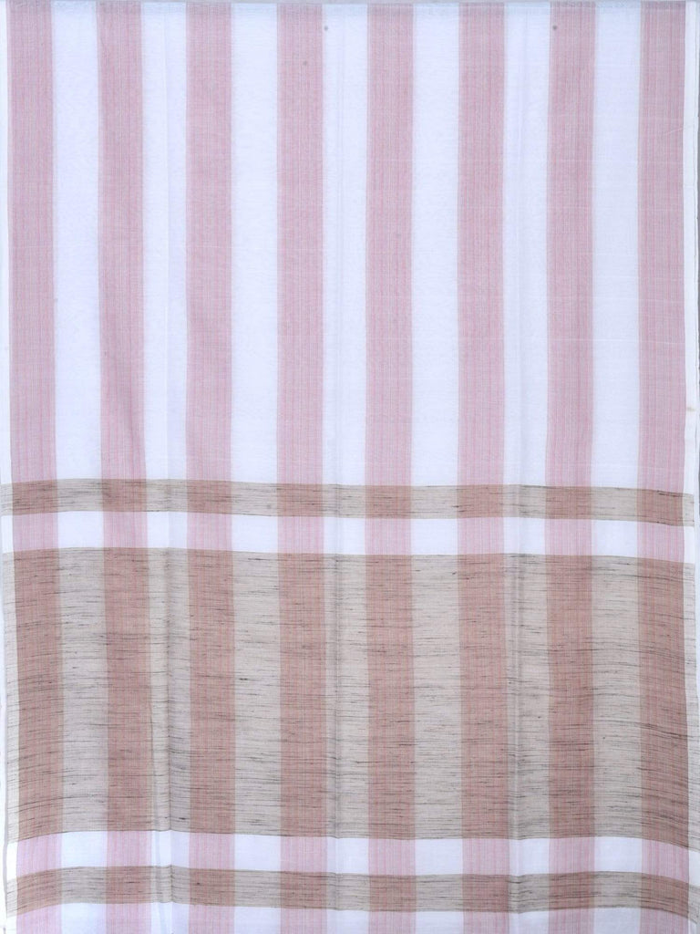 White Organic Cotton Handloom Saree with Strips Design o0208
